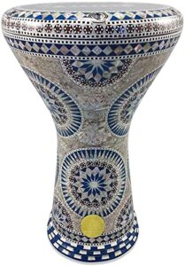 new gawharet el fan sombaty 18.5"/19"/21" drum darbuka tabla doumbek mother of pearl musical instrument egyptian handmade with luxry bag (blue nile 19")