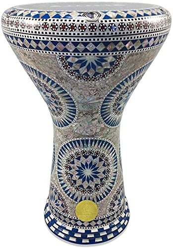 New Gawharet El Fan Sombaty 18.5"/19"/21" Drum Darbuka tabla doumbek mother of pearl musical instrument Egyptian handmade with luxry bag (Blue Nile 19")