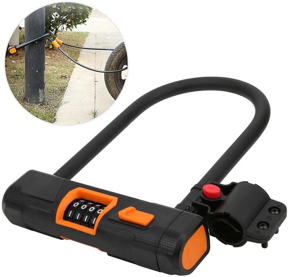 XIXIDIAN Bike U Lock Heavy Duty Bike Lock Bicycle Lock,U Lock and 4 ft Length Security Cable with Sturdy Mounting Bracket