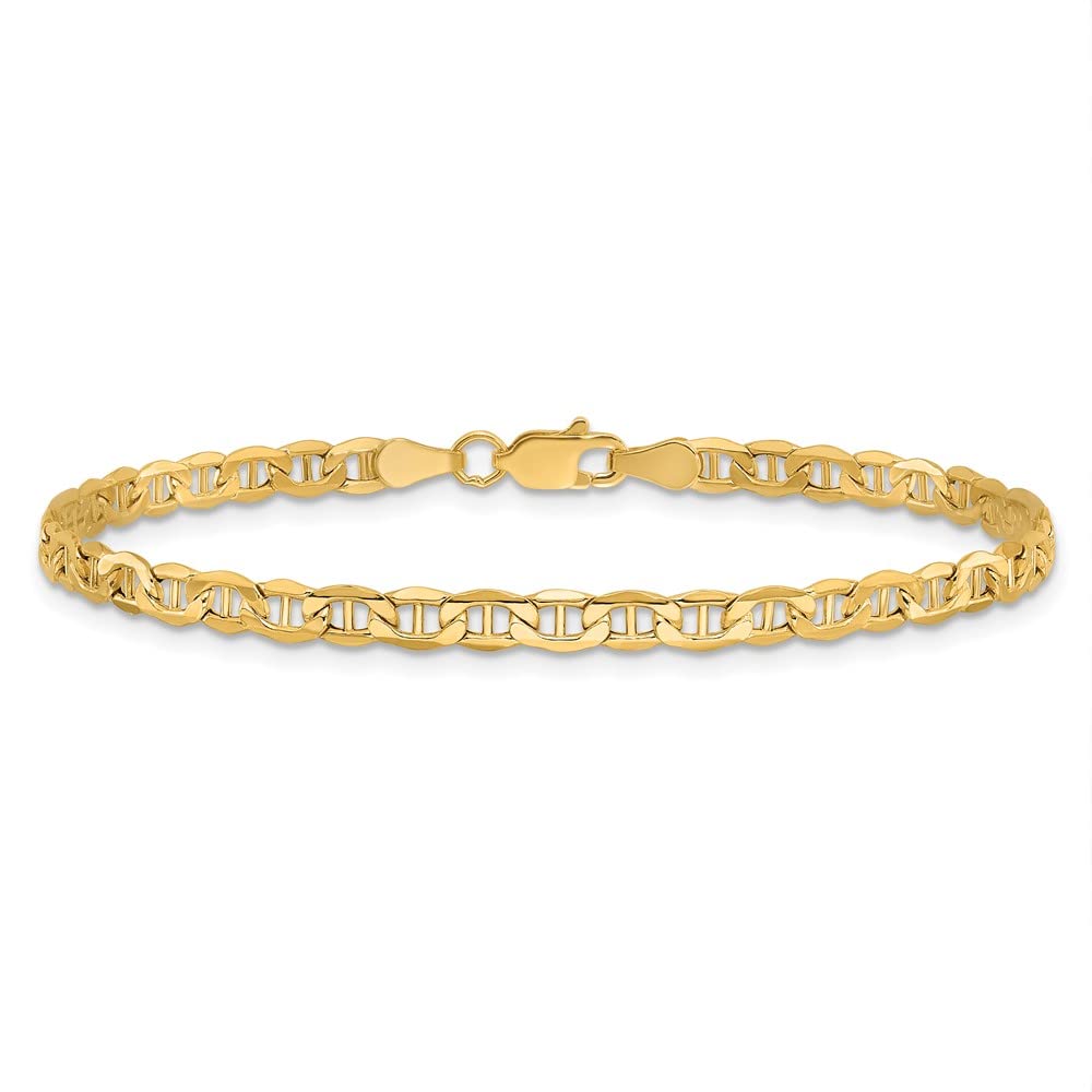 Diamond2Deal 14k Yellow Gold 3.20mm Anchor Chain Anklet 10" Women