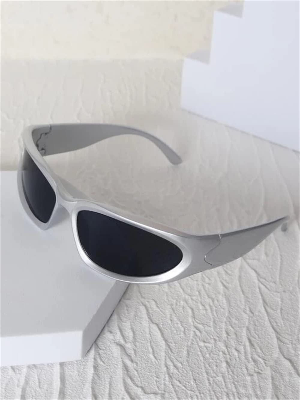 ADE WU Wrap Around Fashion Sunglasses for Women Men Trendy y2k Silver Sport Sun Glasses Goggles Futuristic Shades