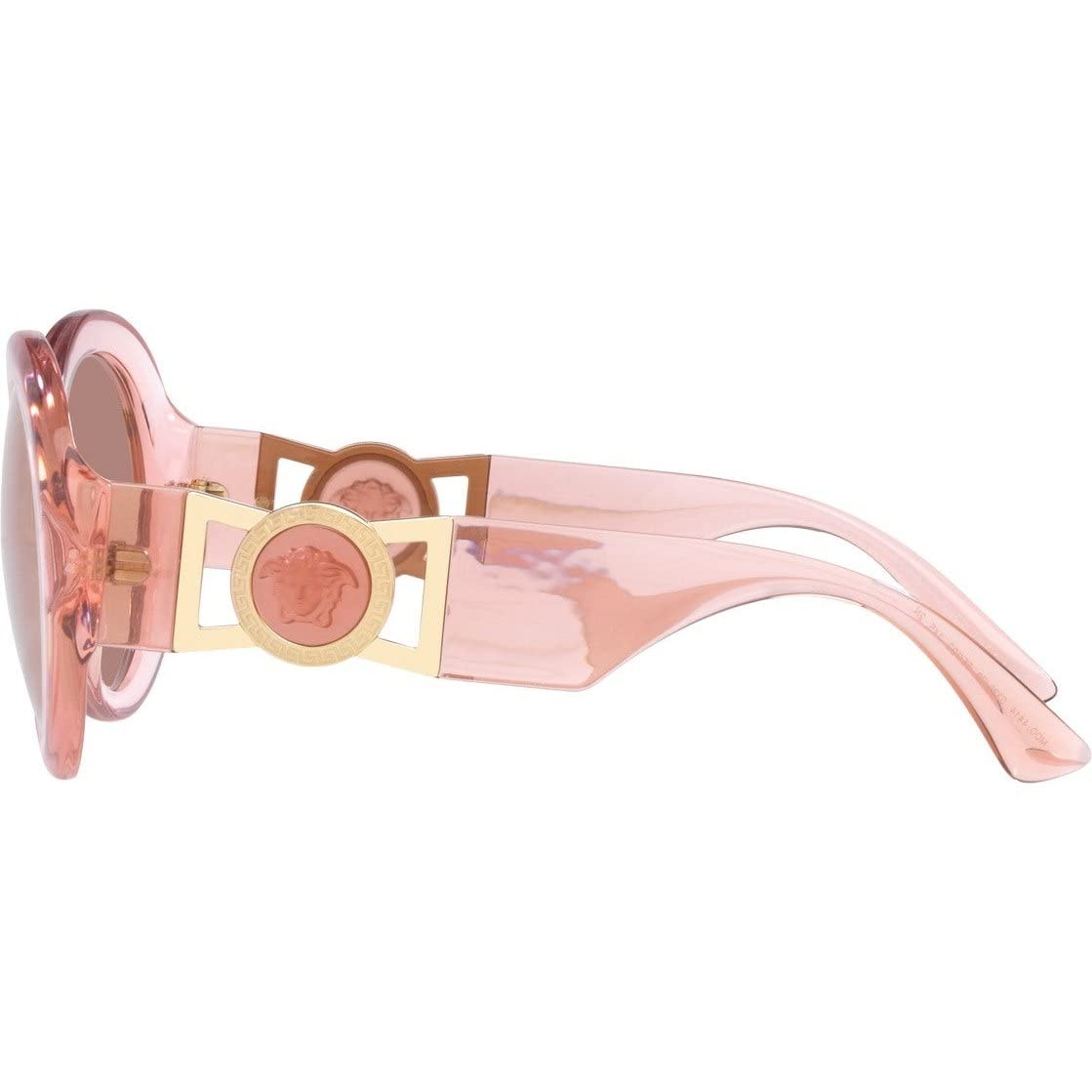 Versace Woman Sunglasses Transparent Pink Frame, Light Brown Lenses, 55MM