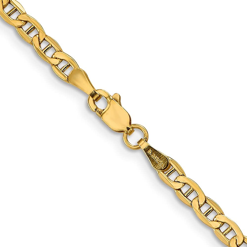 Diamond2Deal 14k Yellow Gold 3.20mm Anchor Chain Anklet 10" Women