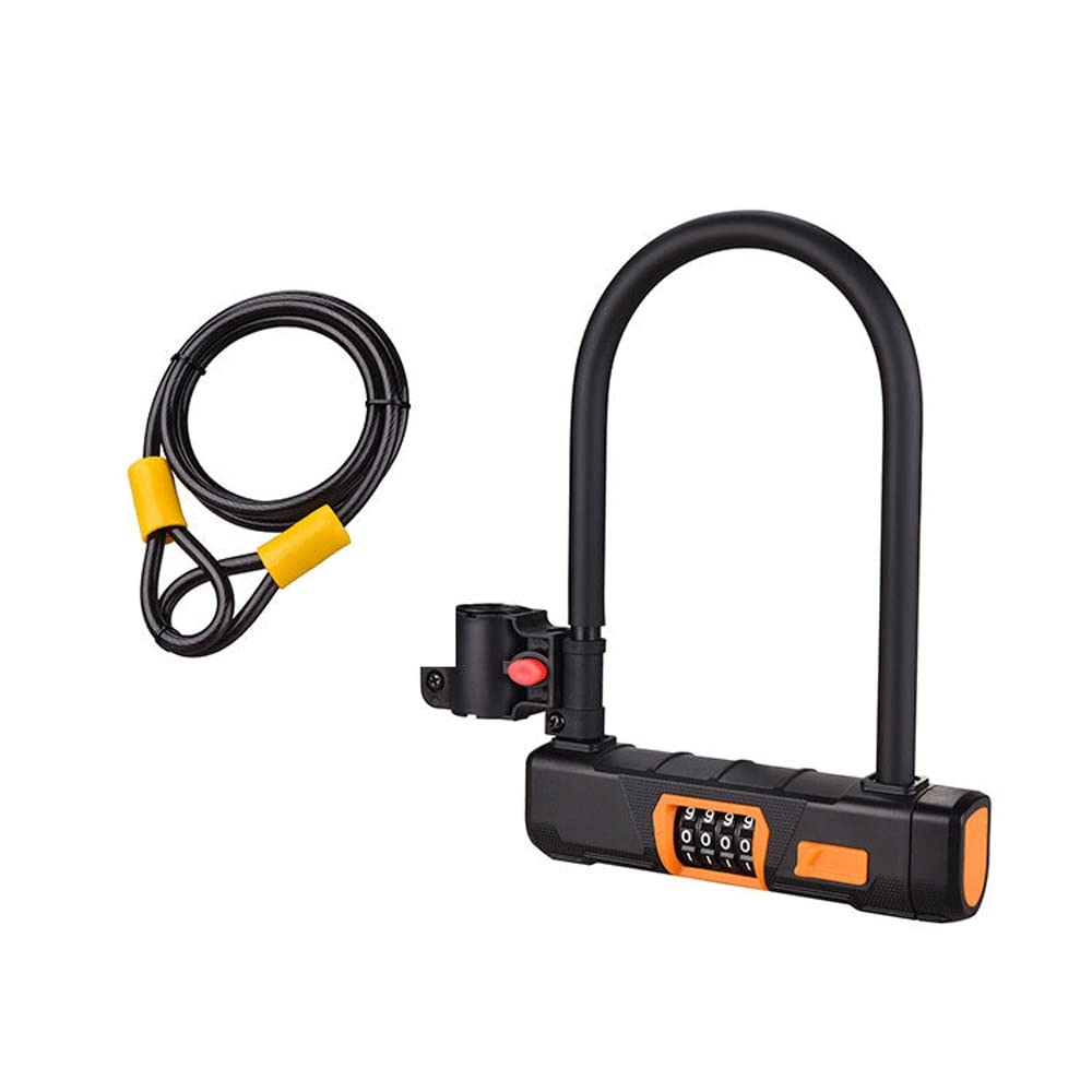 XIXIDIAN Bike U Lock Heavy Duty Bike Lock Bicycle Lock,U Lock and 4 ft Length Security Cable with Sturdy Mounting Bracket