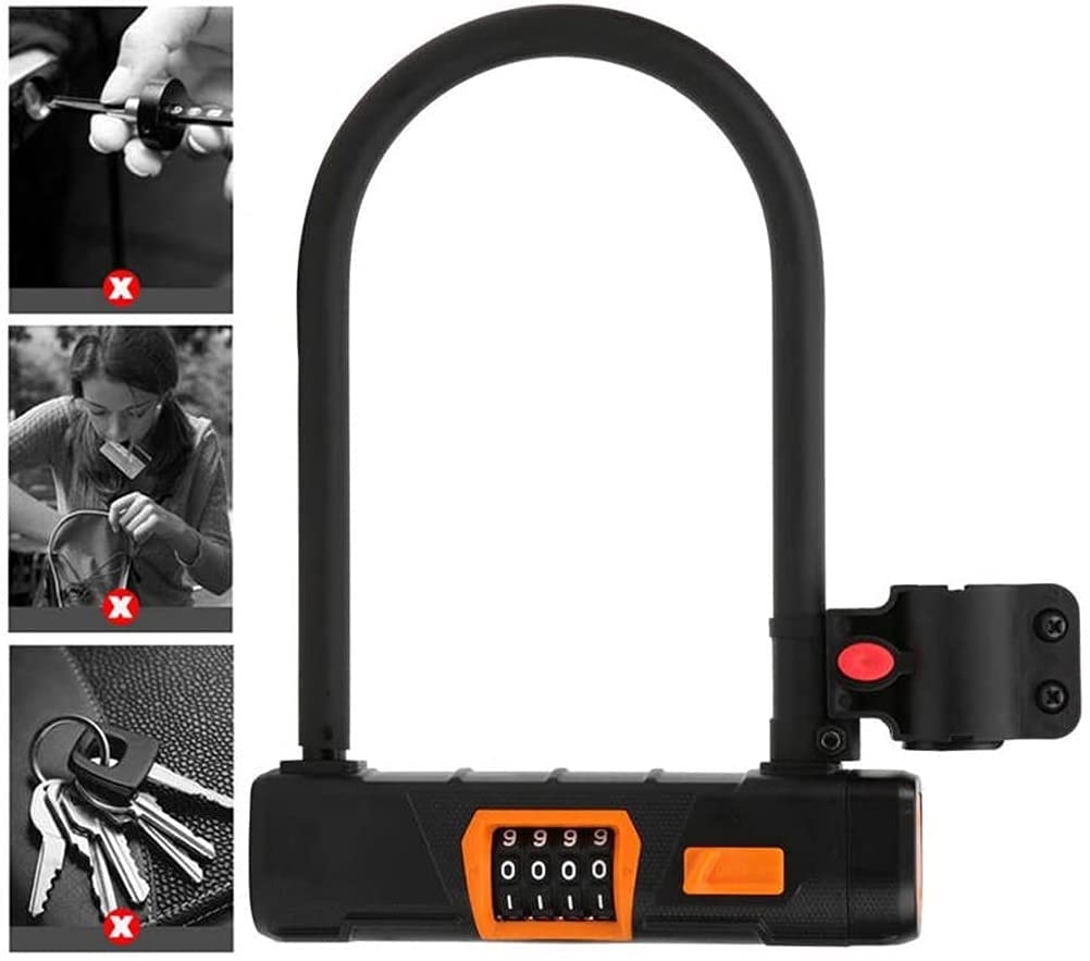 XIXIDIAN Bike U Lock Heavy Duty Bike Lock Bicycle Lock,U Lock and 4 ft Length Security Cable with Sturdy Mounting Bracket