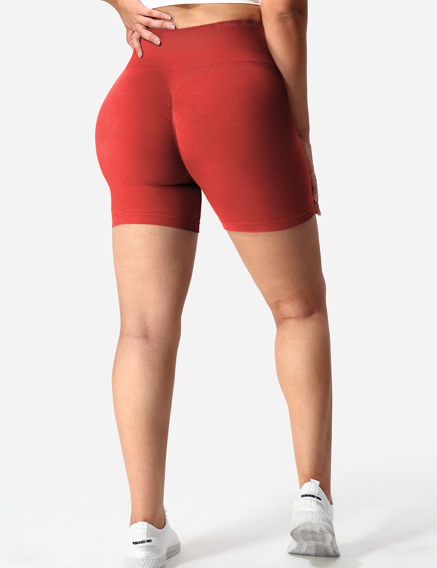 YEOREO Women Intensify Athletic Shorts Seamless Scrunch Workout Shorts High Waisted Active Gym Yoga Shorts Formula Red XS