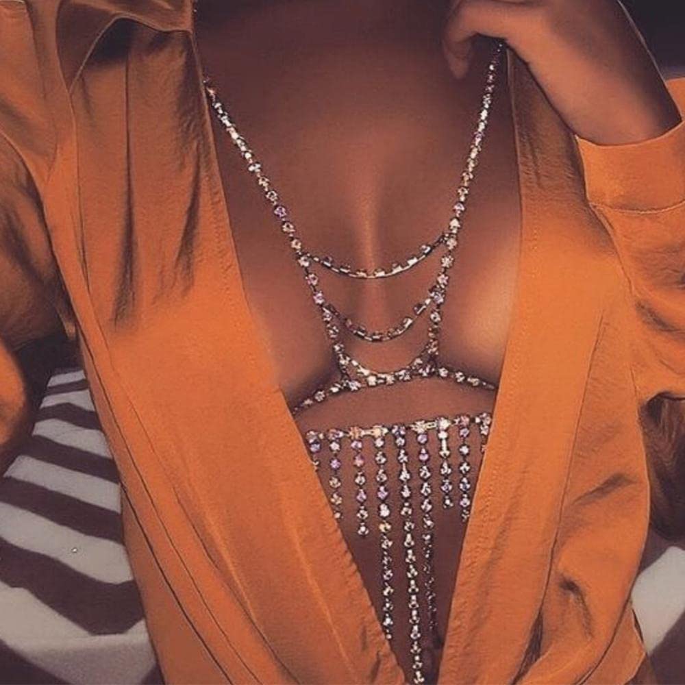 Rumtock Sparkly Bohemain Rhinestones Crystal Fringe Gold Body Chain for Women Girls Waist Chain Belly Belt Summer Beach Bikini Body Jewelry