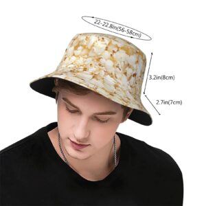 Food Pattern Popcorn Texture Hat for Women Men,Funny Bucket Hats Summer Fisherman Cap Travel Beach Hat Packable Sun Hat for Adults Teens