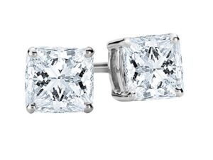 1 carat 14k white gold igi certified lab-grown princess cut diamond earrings 4 prong screw back value collection (g-h color, si1-si2 clarity)…