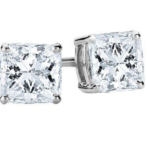 1 Carat 14K White Gold IGI Certified LAB-GROWN Princess Cut Diamond Earrings 4 Prong Screw Back Value Collection (G-H Color, SI1-SI2 Clarity)…