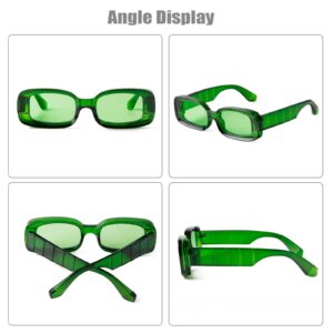 DQbhzh Trendy Y2K Rectangle Sunglasses for Women Men Retro 90s Sunglasses Thick Chunky Glasses UV400 Protection (Green)