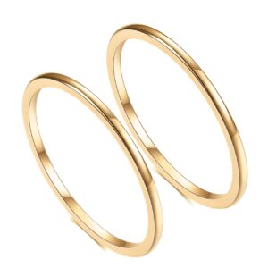 vqysko 2pcs 1mm/2mm/3mm14k gold filled rings stacking rings for women stackable thin silver/gold/black ring plain statement band comfort fit, size 3-10 (gold-1mm-2pcs, 4)