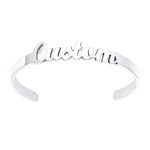 Bandmax Customized Name Hollow Bangle Bracelet Personalized Name Cuff Bracelet Stainless Steel Bracelet Custom Any Name Jewelry Custom Gift for Women Birthday Gift