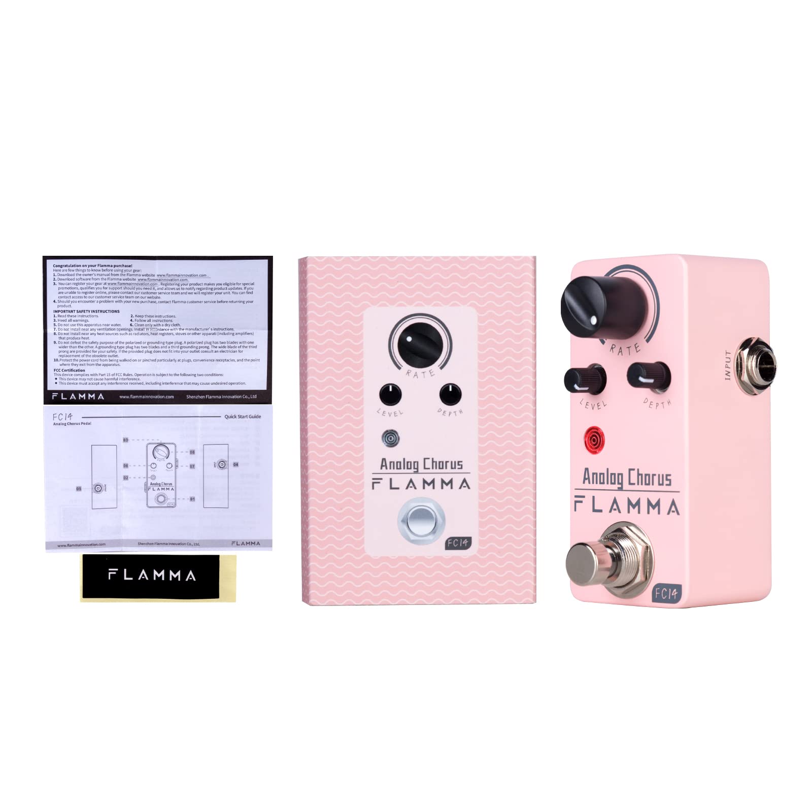 FLAMMA Chorus Pedal, FC14 Analog Chorus Guitar Effects True Bypass Portable Durable Metal Shell