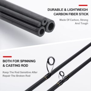 Goture Fishing Rod Repair Carbon Fiber Stick for Baitcasting Rods Spinnning Rods Repair Sandpaper 5 Carbon Fiber Sticks & 4 Sandpapers