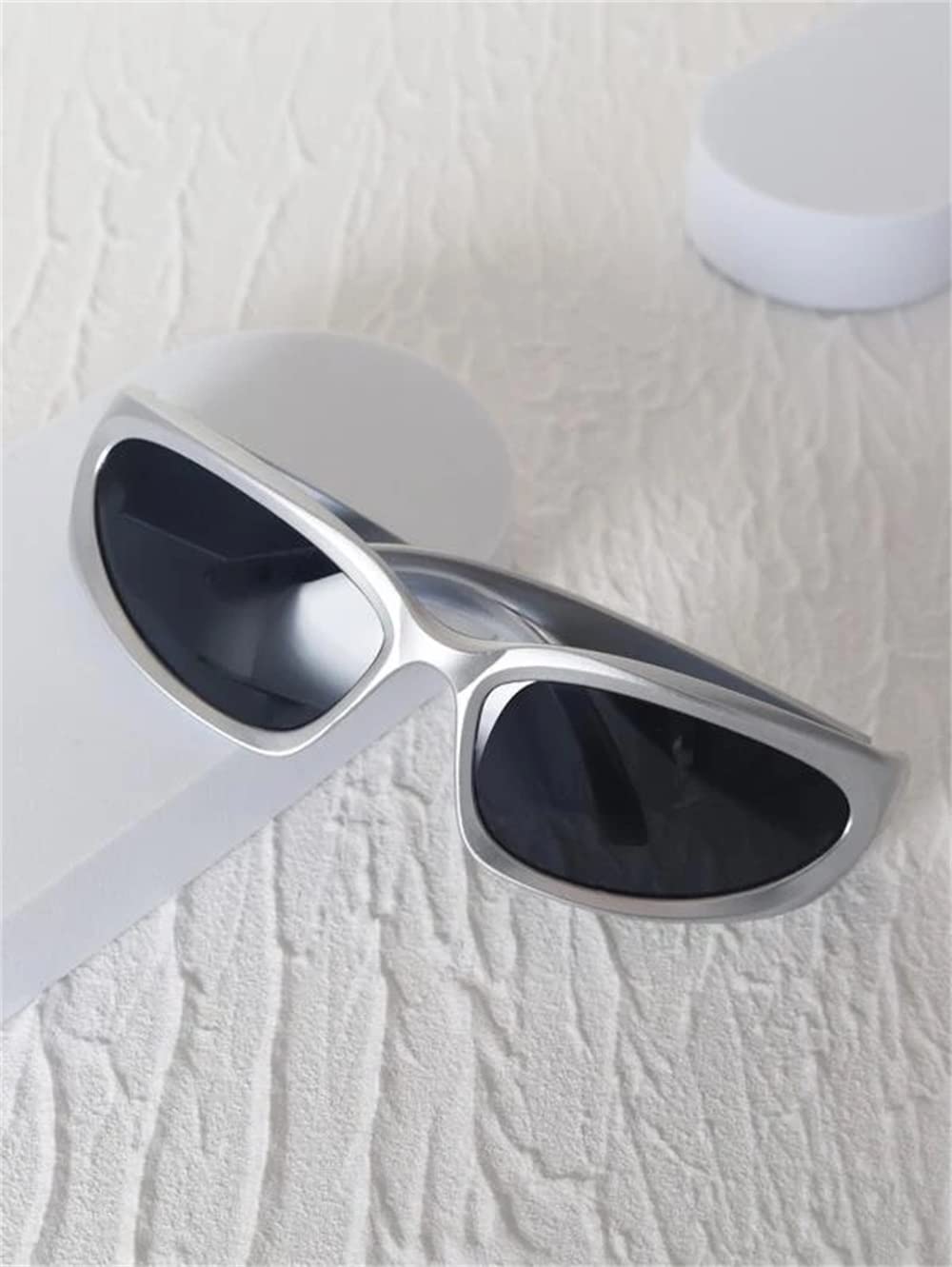 ADE WU Wrap Around Fashion Sunglasses for Women Men Trendy y2k Silver Sport Sun Glasses Goggles Futuristic Shades