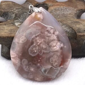 DUOVEKT Natural Cherry Agate Pendant Jewelry For Women Men 53x44x12mm Beads Lucky Crystal Stone Sliver Gemstone AAAAA