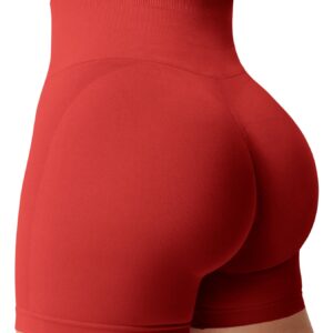 YEOREO Women Intensify Athletic Shorts Seamless Scrunch Workout Shorts High Waisted Active Gym Yoga Shorts Formula Red XS