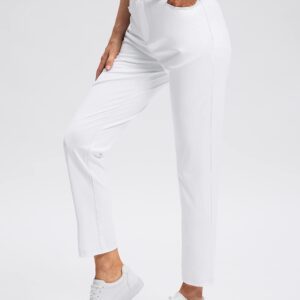 Viodia Women's Golf Pants with Zipper Pockets 7/8 Stretch Ankle Pants for Women Travel Casual Work White