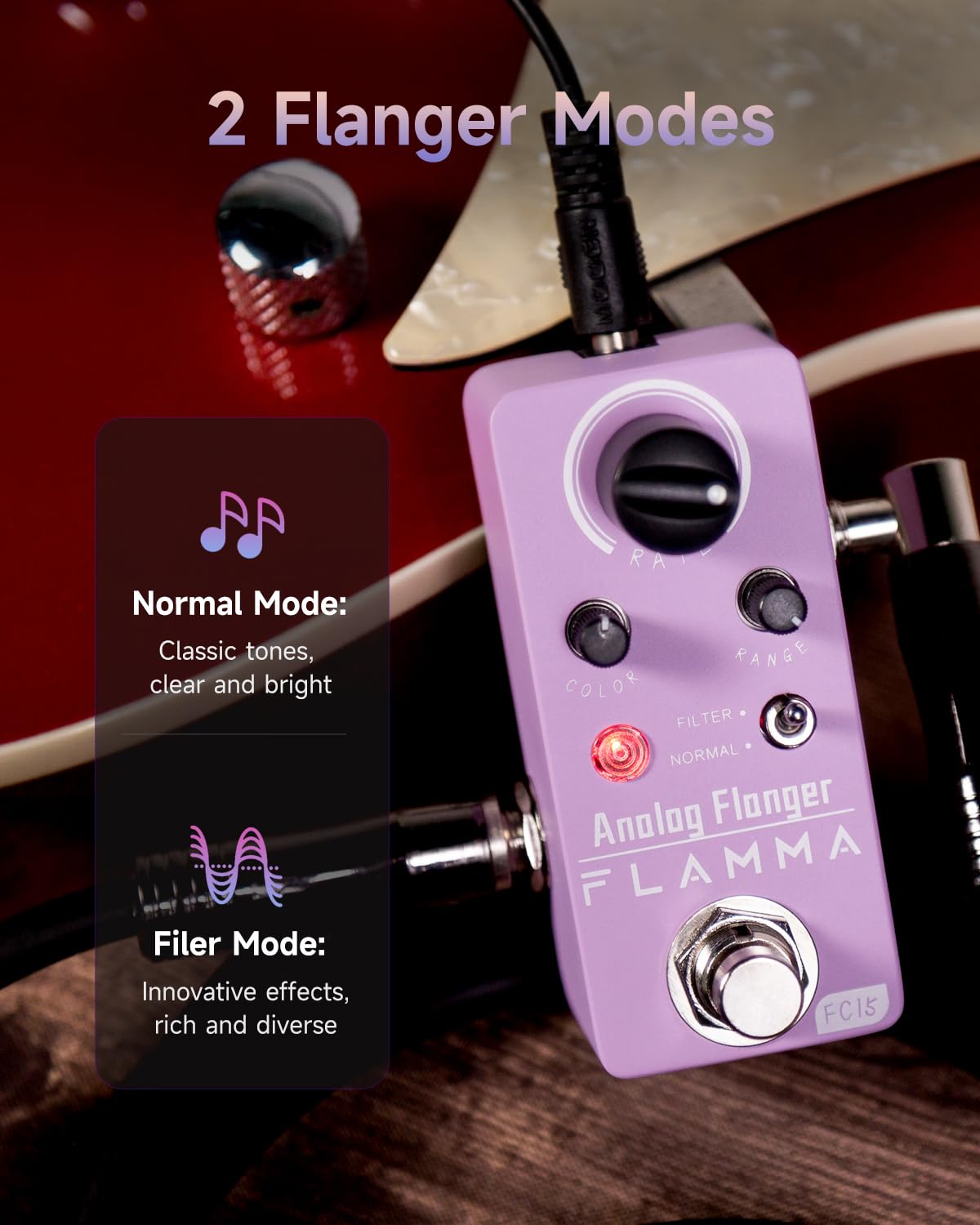 FLAMMA FC15 Analog Flanger Pedal Guitar Effects Pedal True Bypass Mini Portable Durable Metal Shell