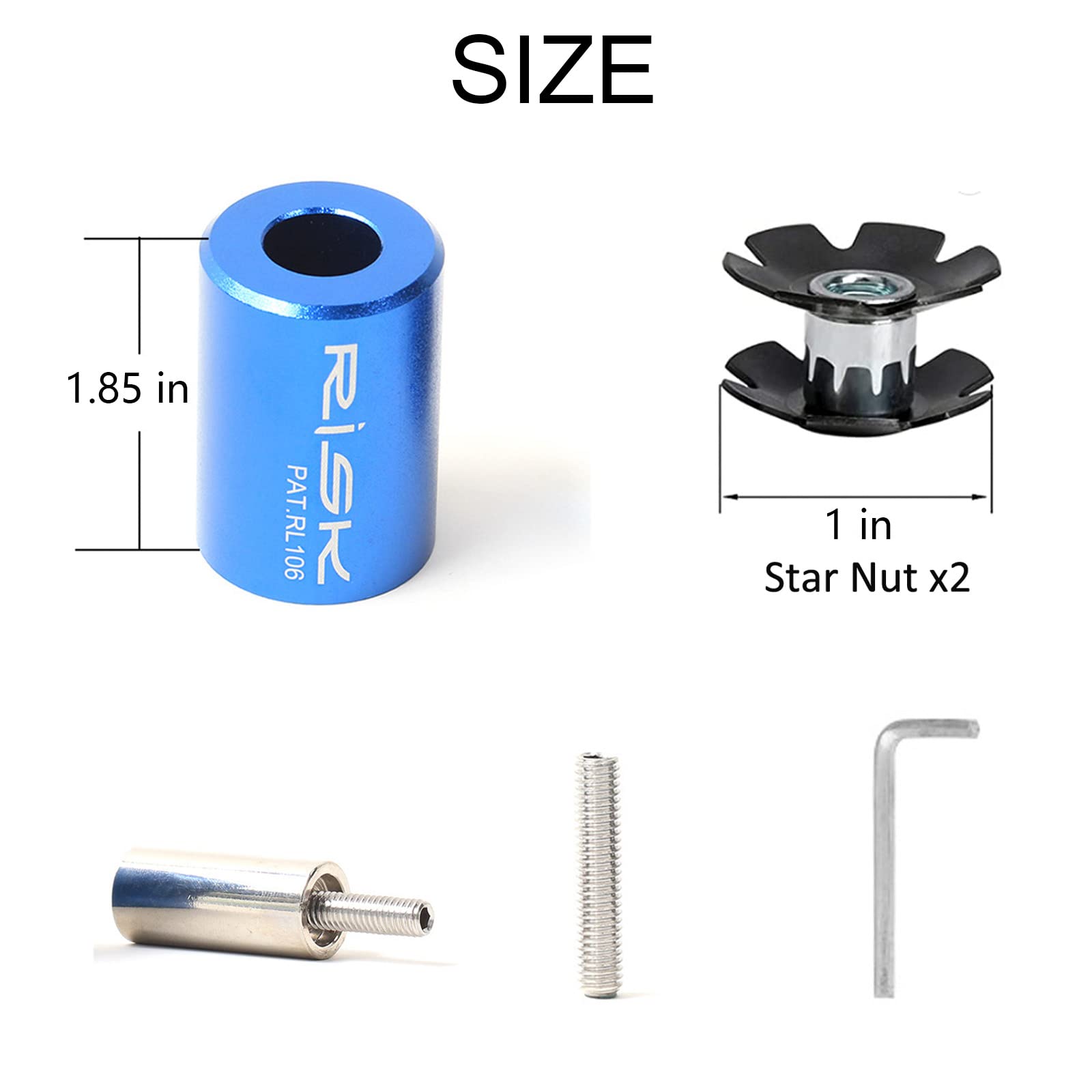 BSSOK Bike Fork Star Nut Setting Tool with 2 Bicycle Star Nut and 6-Hexagonal Wrench (for Size 1-1/8")