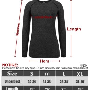 Star Vibe Dry Fit Long Sleeve Tshirt for Women Moisture Wicking Long Sleeve Tee Outdoor Compression Running Workout Tops 4 Pack Black/Grey/Navy/Wine red L