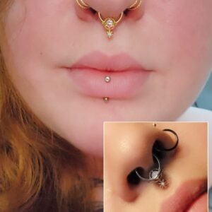 Melighting Septum Rings 16G Planet Septum Jewelry Surgical Steel Daith Piercing Jewelry Clear CZ Hinged Segment Helix Earrings Cartilage Piercing Jewelry Women