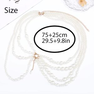 Asooll Pearl Belly Chain Layered Waist Body Chains Bikini Belly Jewelry Fashion Beach Rave Party Club Body Accessories Jewelry for Women and Girls