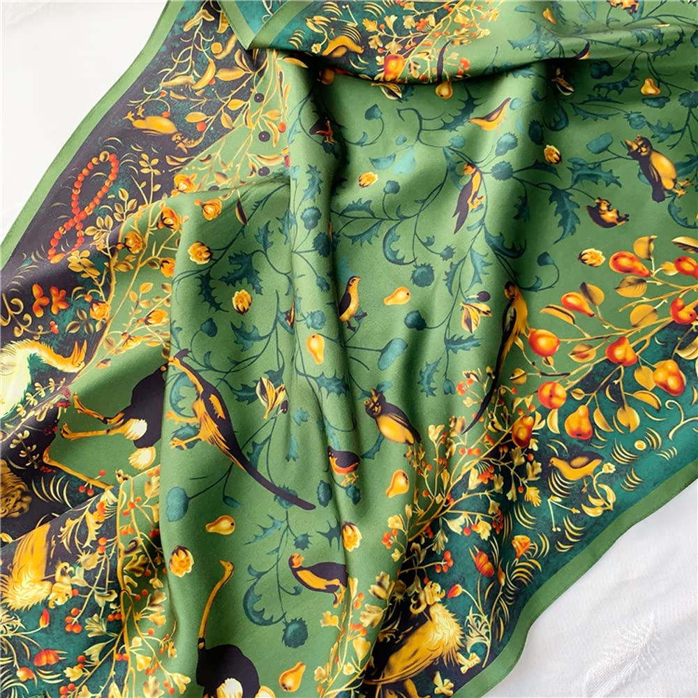 SUNMISILK 100% Mulberry Silk Scarfs for Women Floral Print Satin Long Scarf for Headscarf Hair Wraps Shawl with Gift Packed (Lxsl04)