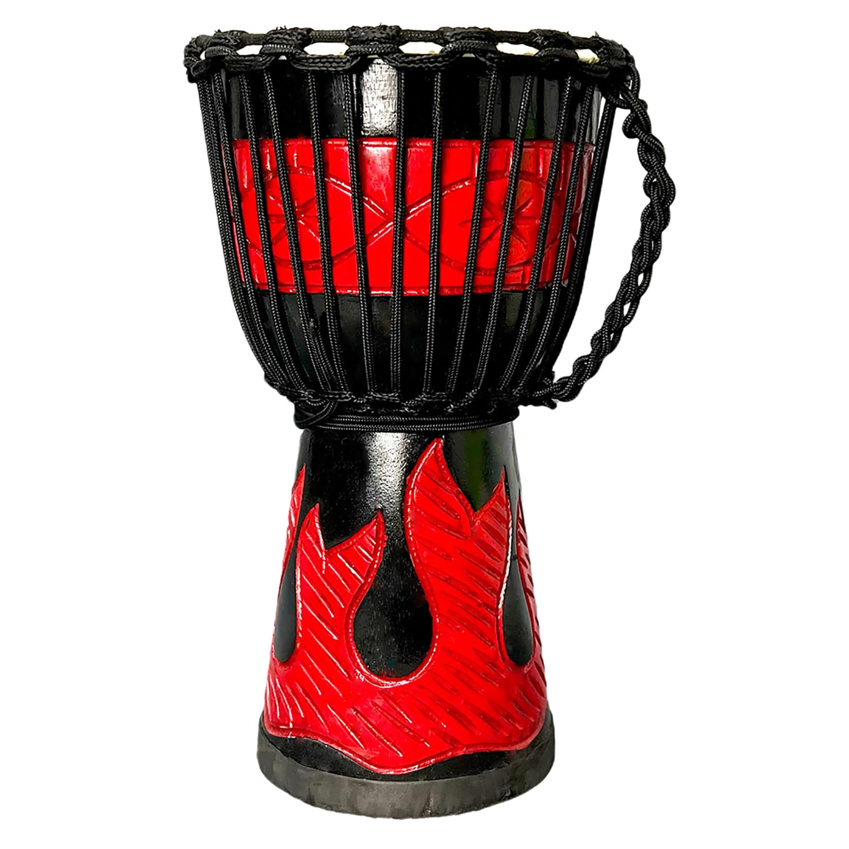 RUOSWTE Djembe Drum ，Djembe, Drum Circles Music Healing Instument，Professional West African Style, Mahogany, Hand Carved Goat Drum，Bongo Drum (8‘’) Black