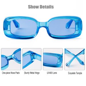 DQbhzh Trendy Y2K Rectangle Sunglasses for Women Men Retro 90s Sunglasses Thick Chunky Glasses UV400 Protection (Green)