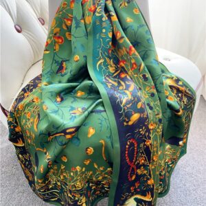 SUNMISILK 100% Mulberry Silk Scarfs for Women Floral Print Satin Long Scarf for Headscarf Hair Wraps Shawl with Gift Packed (Lxsl04)