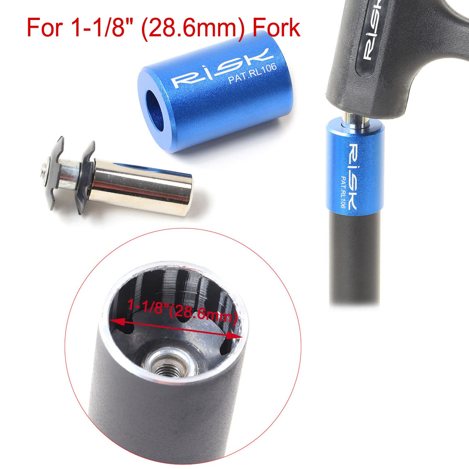 BSSOK Bike Fork Star Nut Setting Tool with 2 Bicycle Star Nut and 6-Hexagonal Wrench (for Size 1-1/8")