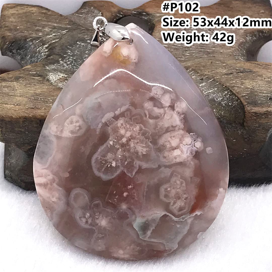 DUOVEKT Natural Cherry Agate Pendant Jewelry For Women Men 53x44x12mm Beads Lucky Crystal Stone Sliver Gemstone AAAAA