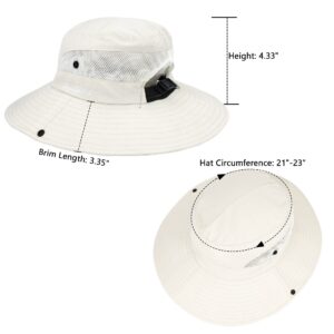 Women's Sun-Hat UV-Protection-Foldable Mesh Wide-Brim Outdoor Summer Beach Fishing Hat with Ponytail-Hole (One Size, Beige)