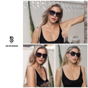 SOJOS Retro Nude Square Polarized Sunglasses for Women Trendy 90s Rectangle Sun Glasses UV400 Shades SJ2219 with Beige/Gradient Brown Lens