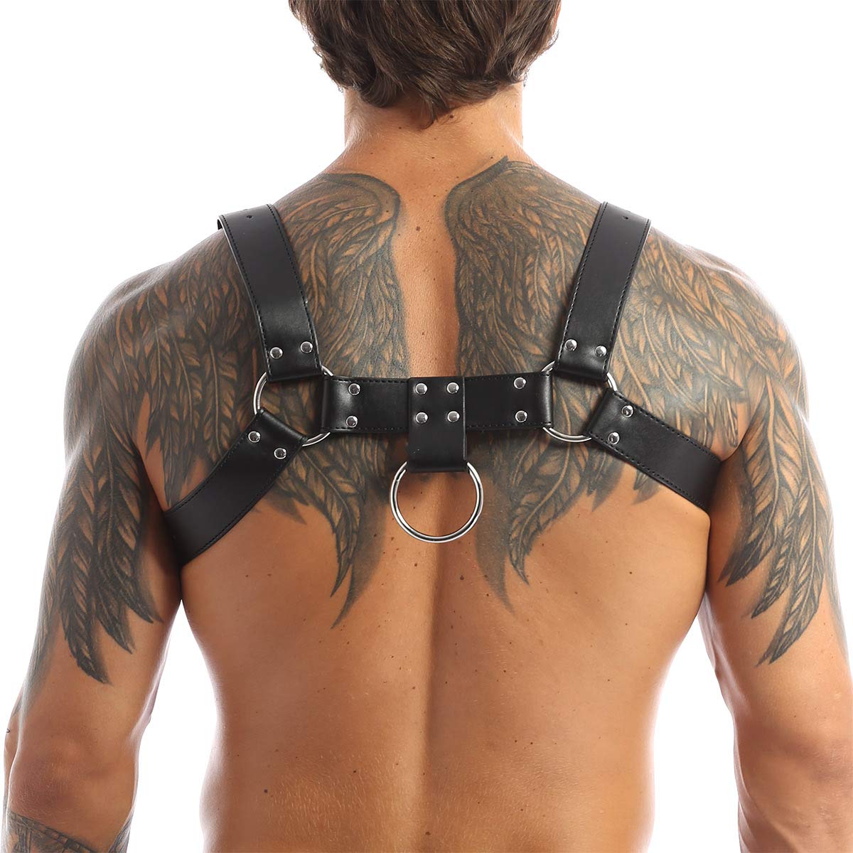 ARRXHH Leather Men's Shiny Body Chest Harness Belt Adjustable Buckle Straps Costume Party Carnival