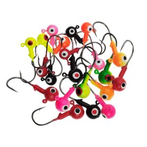 Vinfutin Fishing Jig Head Hooks with 3D Eyes Colorful Ball Head Jig Sharp Hooks Fishing for Worm Fishing Lures Bass Trout Saltwater and Freshwater Fishing Tackle Box Weight (0.13oz(3.5g)-30pcs)