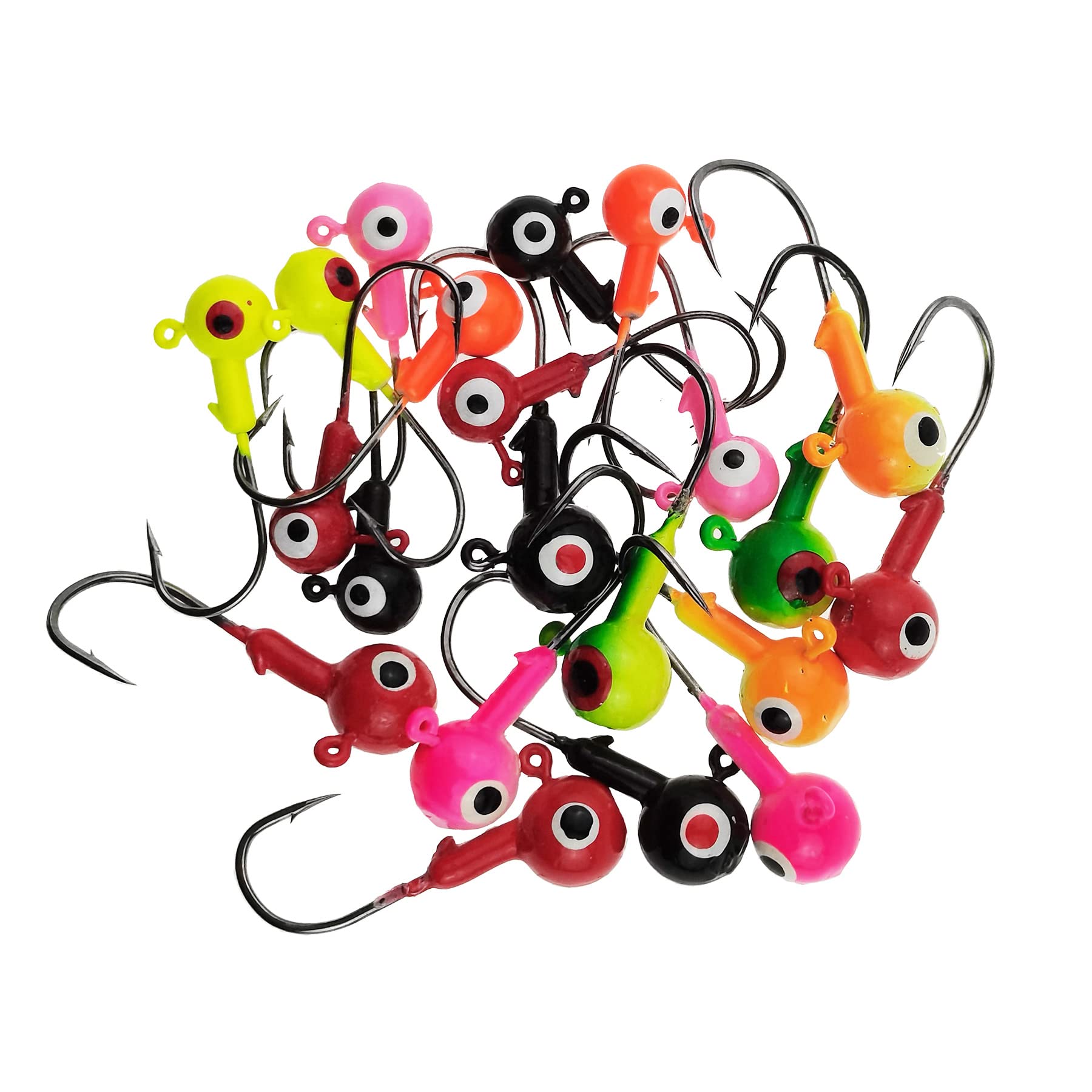 Vinfutin Fishing Jig Head Hooks with 3D Eyes Colorful Ball Head Jig Sharp Hooks Fishing for Worm Fishing Lures Bass Trout Saltwater and Freshwater Fishing Tackle Box Weight (0.36oz(10g)-15pcs)