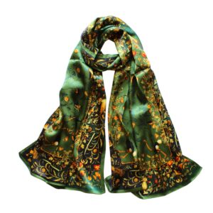 SUNMISILK 100% Mulberry Silk Scarfs for Women Floral Print Satin Long Scarf for Headscarf Hair Wraps Shawl with Gift Packed (Lxsl04)