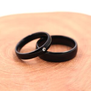 Uloveido Black Stainless Steel Couples Rings for Men Women His and Her Promise Wedding Band Rings for friend friend Y2210（Men, Size 7