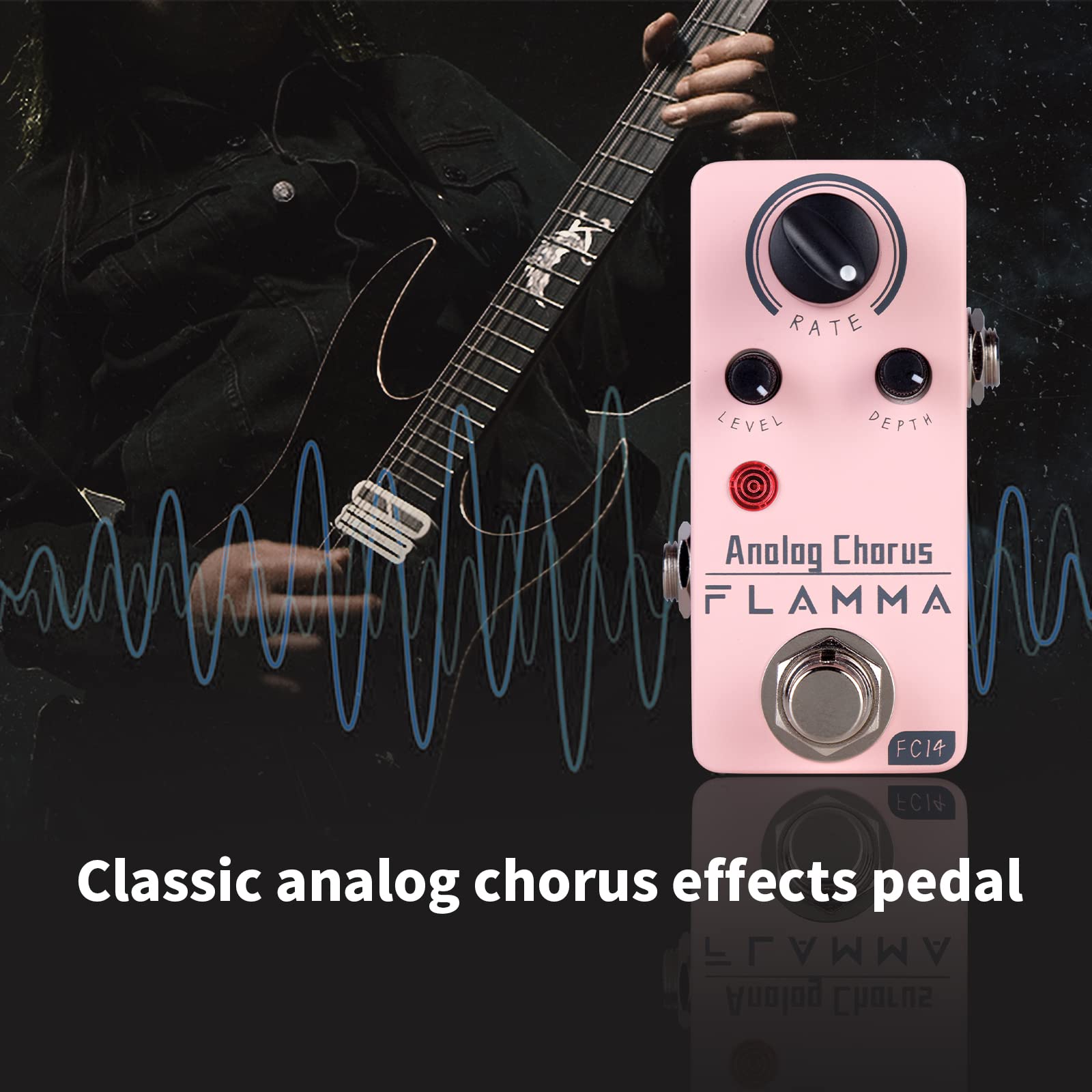 FLAMMA Chorus Pedal, FC14 Analog Chorus Guitar Effects True Bypass Portable Durable Metal Shell