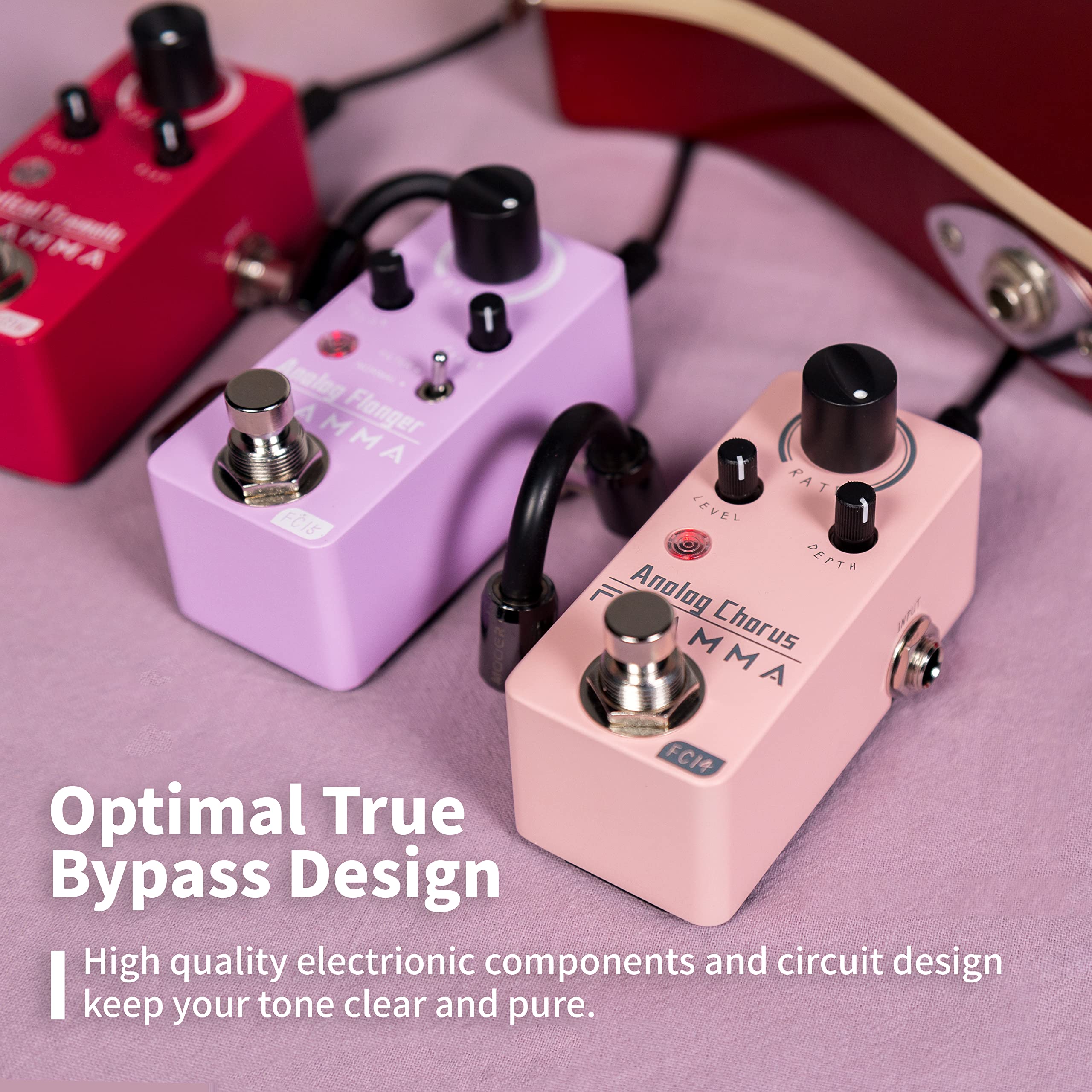 FLAMMA Chorus Pedal, FC14 Analog Chorus Guitar Effects True Bypass Portable Durable Metal Shell