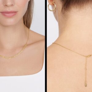 Jewelry Atelier Gold Filled Cleopatra Necklace Collection – 14K Yellow Gold Filled Half Collar Style Cleopatra Chain Necklace for Women (With Extension/Adjustable Chain)