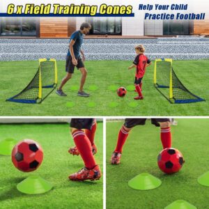 LIBERRWAY Soccer Goal 4'x 3' Portable Kids Soccer Goals for Backyard or Indoor Pop Up Soccer Net with 6 Training Cones, Carrying Bag, 8 Ground Stakes, 2 Set