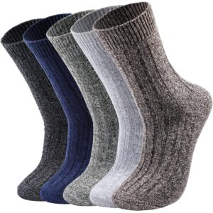 Nimalpal 5 Pairs Wool Socks - Wool Socks for Women Men Boot Socks Soft Crew Socks Winter Hiking Socks Cozy Socks Warm Socks