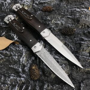 HEiLON Everyday Carry or Hunting Use Tactical Folding Pocket Knife, Stainless steel Single Edge Blade comfort with Wenge Wood Handle, Safety Lock & Glass Breaker