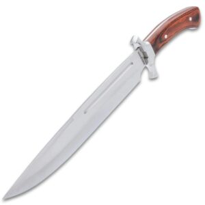 RIDGE RUNNER Denali Ridge Toothpick Knife and Sheath - Full-Tang Stainless Steel Blade, Wooden Handle Scales, Stainless Steel Pins- Classic Knife Design to Tackle the Wilderness - 17 1/2” Overall