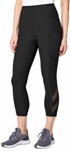 mondetta womens midweight high waisted mesh capri legging (small, black)