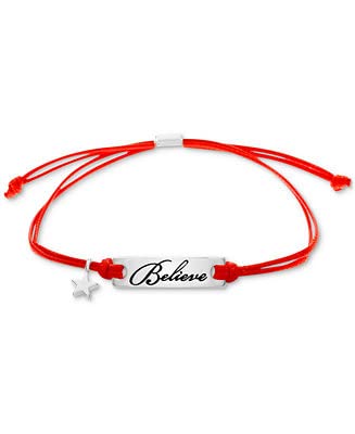 Giani Bernini Macy's Silver-Tone Believe Colored Cord Slider Bracelet OS